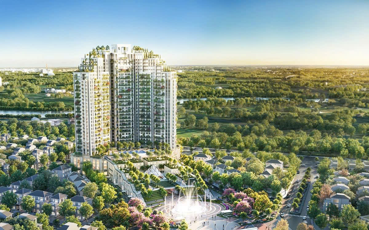 Central Park Residences gây ấn tượng với thiết kế hình cánh buồm và diện tích vườn xanh đến 20.000 m2