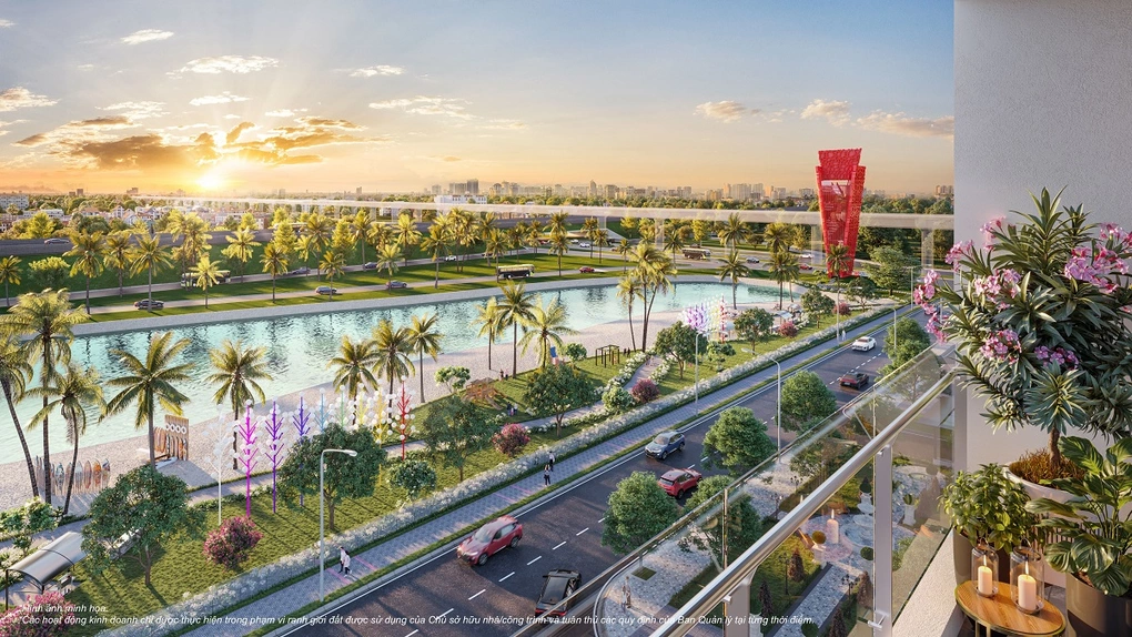 Tầm nhìn tuyệt đẹp từ ban công căn hộ The Aura ra hồ San Hô.